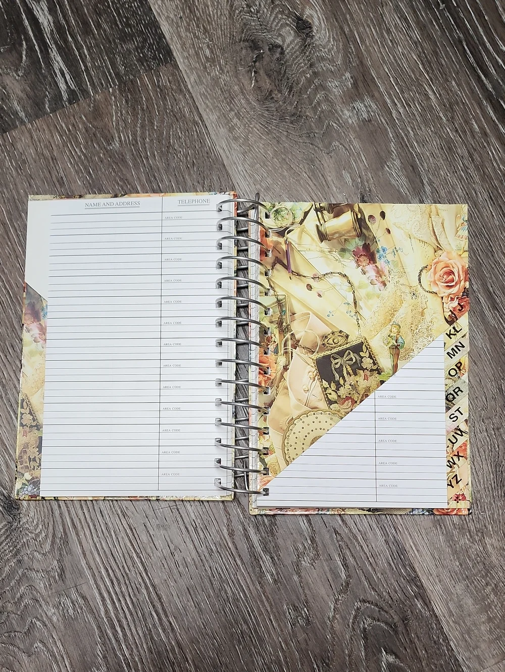 Vintage Hardcover Spiral Bound Floral Address Book - New